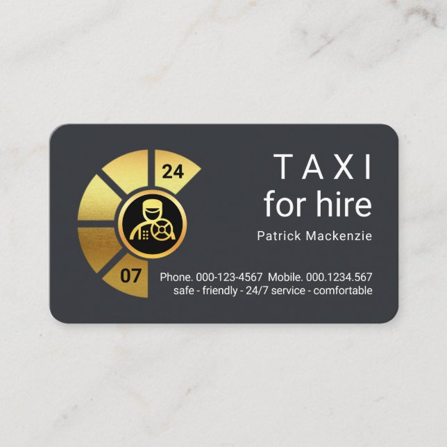 Tarjeta De Visita Stylish 24-7 Taxi Driver Service (Anverso)