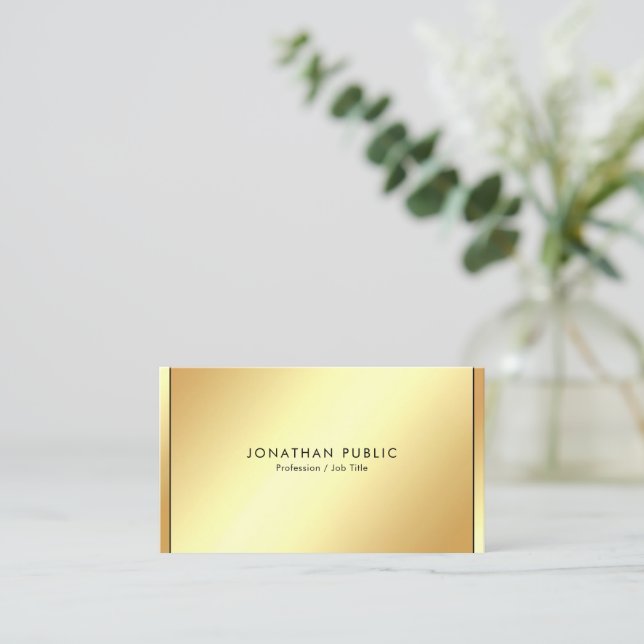 Tarjeta De Visita Stylish Black & Gold Professional Modern Template (Anverso de pie)