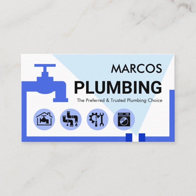 Tarjeta De Visita Stylish Blue Leaking Faucet Pipe (Anverso)