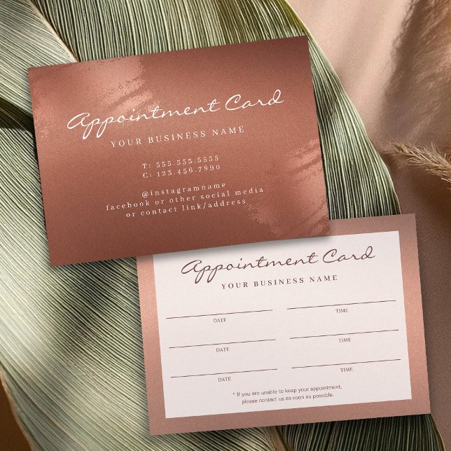 Tarjeta De Visita Stylish Bronze Business Modern Appointment Card (Stylish Bronze Business Modern Appointment Card)