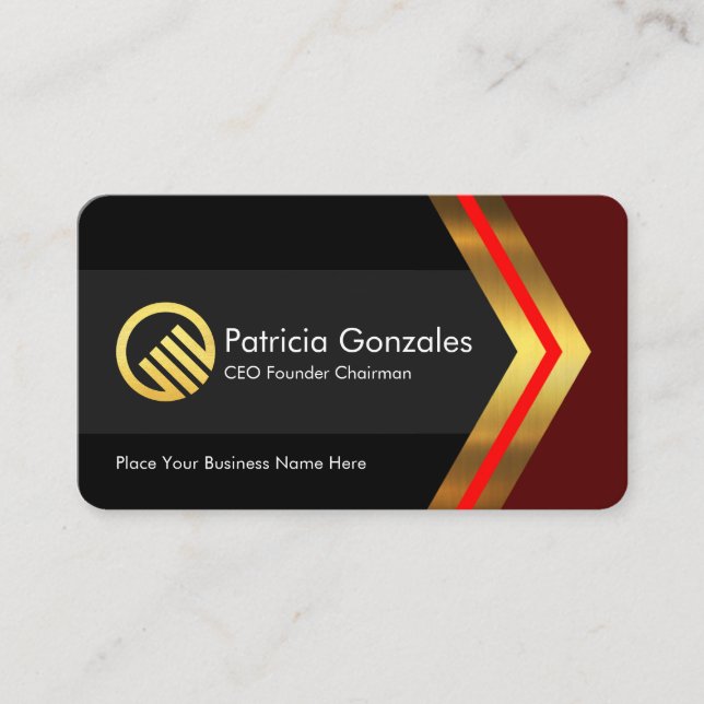 Tarjeta De Visita Stylish Creative Gold Arrowheads Business Owner (Anverso)