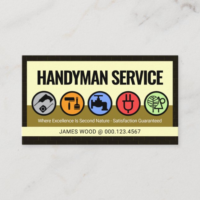 Tarjeta De Visita Stylish Creative Handyman Tools Icon Layer (Anverso)