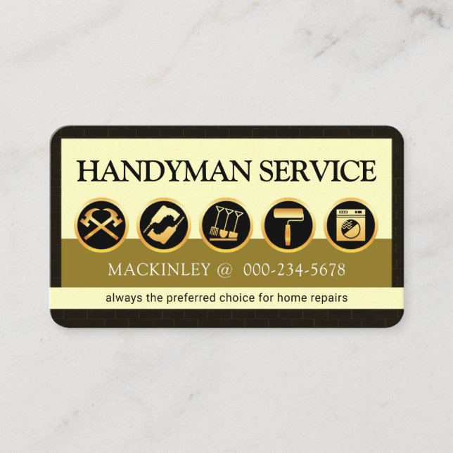 Tarjeta De Visita Stylish Creative Handyman Tools Icon Layer (Anverso)