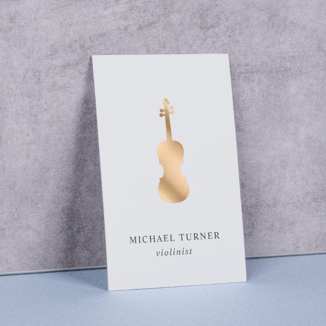 Tarjeta De Visita Stylish Gold Violin Musician Minimal  (Subido por el creador)