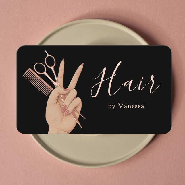 Tarjeta De Visita Stylish Hair Stylist Hairdresser Chic Hair Salon (Subido por el creador)