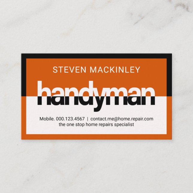 Tarjeta De Visita Stylish Handyman Signage Frame (Anverso)