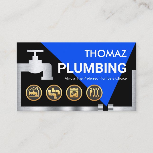 Tarjeta De Visita Stylish Leaking Faucet Plumbing Pipes (Anverso)