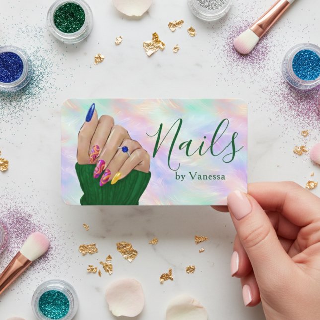 Tarjeta De Visita Stylish Manicurist Artist Nail Art Iridescent Opal (Subido por el creador)