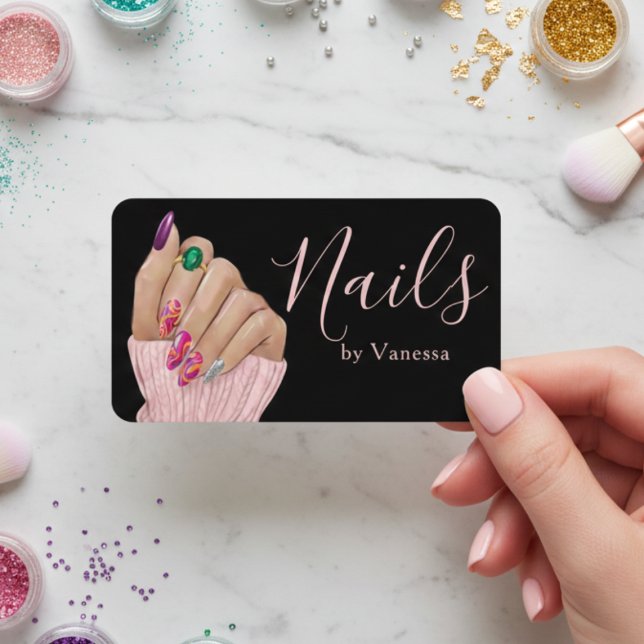 Tarjeta De Visita Stylish Manicurist Artist Nail Technician Pink (Subido por el creador)