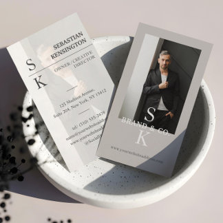 Tarjeta De Visita Stylish Minimal Modern Monogram Professional Photo