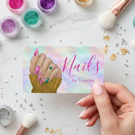 Tarjeta De Visita Stylish Nail Art Manicurist Artist Iridescent Opal