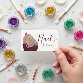 Tarjeta De Visita Stylish Nail Technician Branding Nail Artist Chic