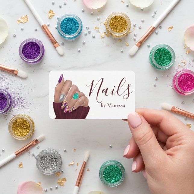 Tarjeta De Visita Stylish Nail Technician Branding Nail Artist Chic (Subido por el creador)