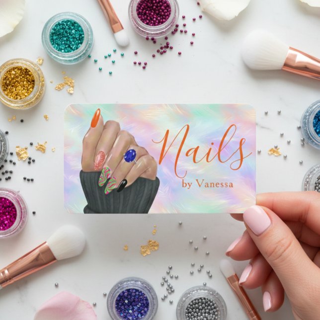 Tarjeta De Visita Stylish Opal Iridescent Nail Art Manicurist Artist (Subido por el creador)