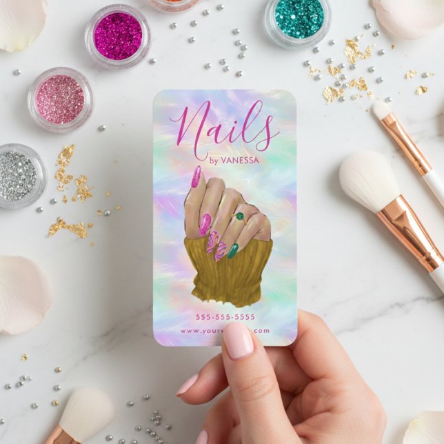 Tarjeta De Visita Stylish Opal Manicurist Artist Nail Studio Chic (Subido por el creador)