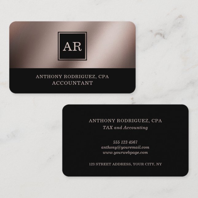 Tarjeta De Visita Stylish Professional CPA Accountant (Anverso / Reverso)