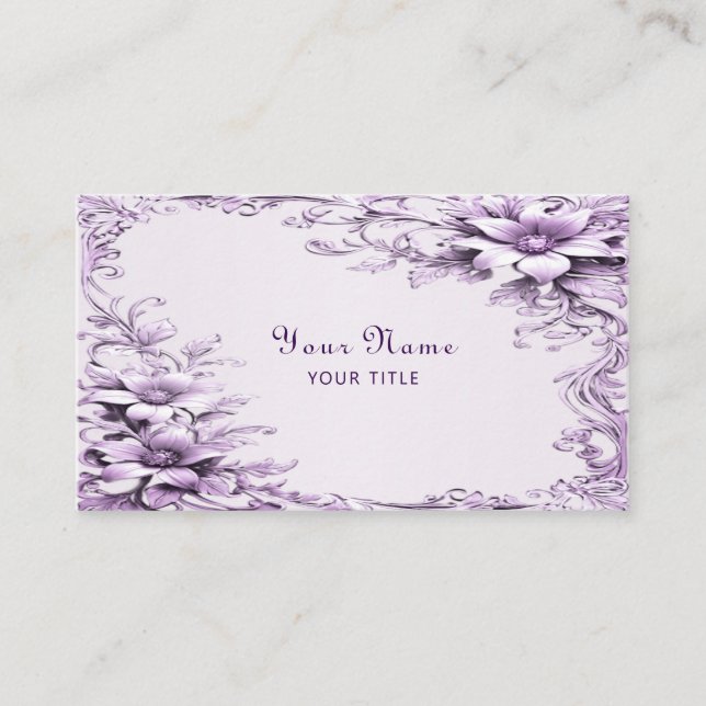 Tarjeta De Visita Stylish Purple Flowers Business Card (Anverso)
