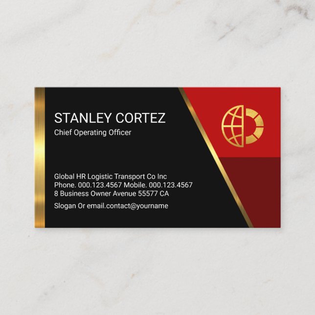 Tarjeta De Visita Stylish Red Trapezium Layers Business Owner (Anverso)