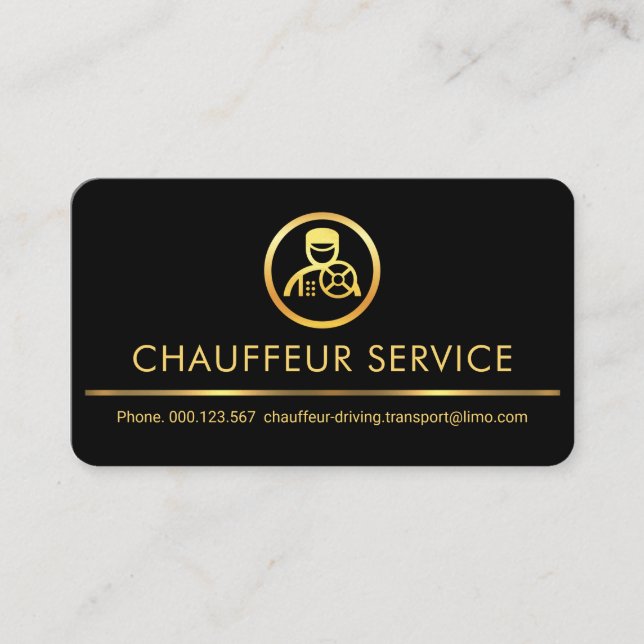 Tarjeta De Visita Stylish Retro Gold Chauffeur Driver Taxi Cab (Anverso)
