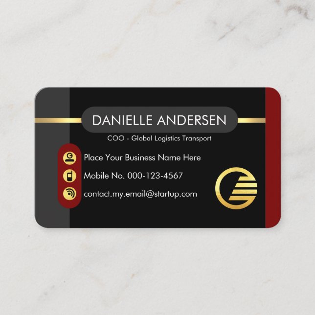 Tarjeta De Visita Stylish Startup Global Enterprise COO (Anverso)