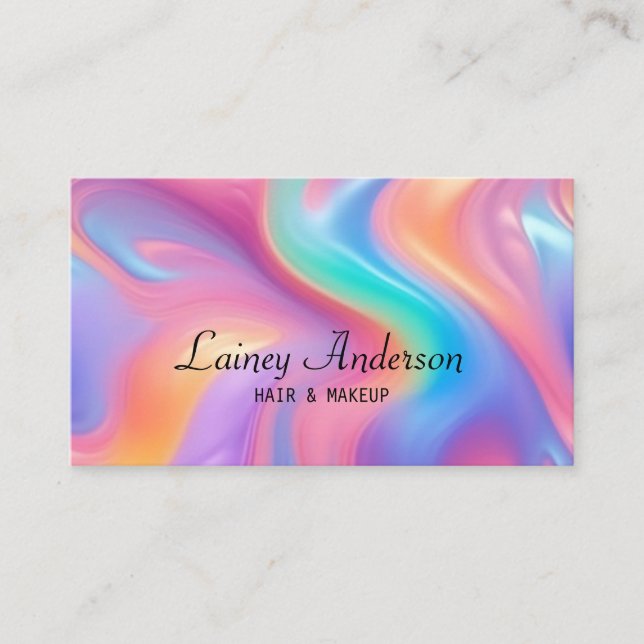 Tarjeta De Visita Stylish Trendy groovy neon faux holograpic (Anverso)