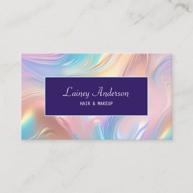 Tarjeta De Visita Stylish Trendy groovy pastel faux holographic (Anverso)