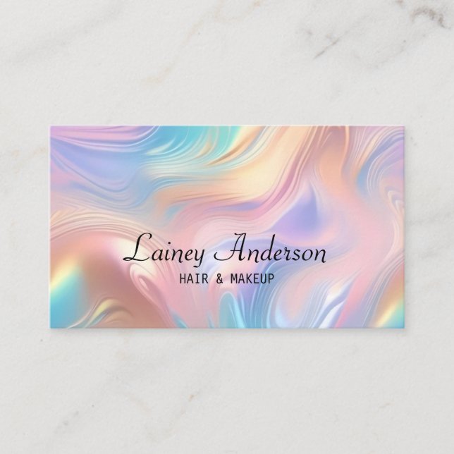 Tarjeta De Visita Stylish Trendy groovy pastel faux holograpic (Anverso)
