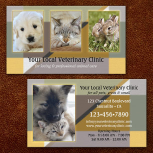 Tarjeta De Visita Su clínica veterinaria o animal con 4 fotos