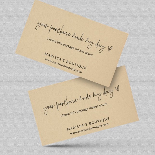 Tarjeta De Visita Su Compra Hizo Mi Día Gracias Paquete Insertar (Subido por el creador)