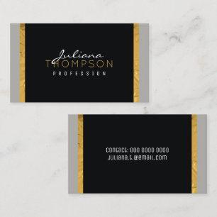 Tarjeta De Visita su elegante lujo negro, dorado y gris