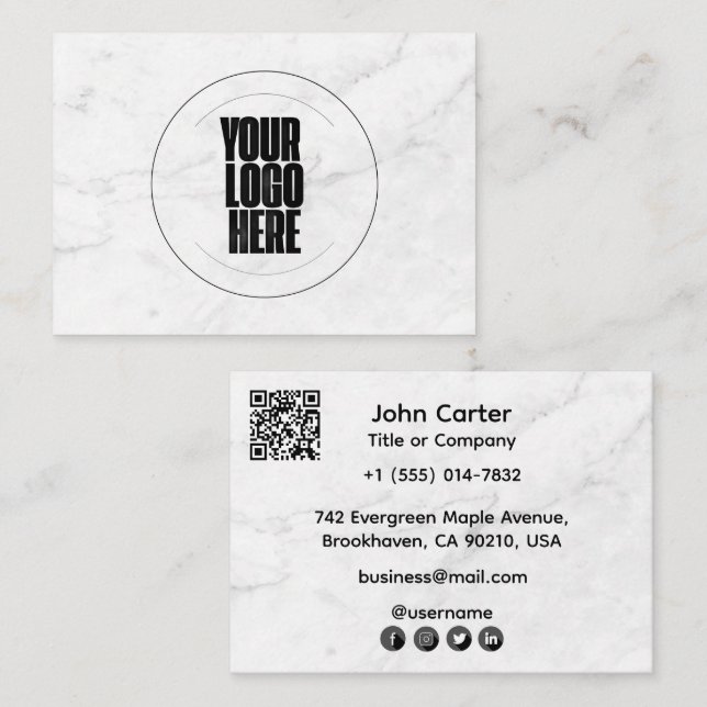 Tarjeta De Visita Su Logo Aquí Personalizado (Anverso / Reverso)