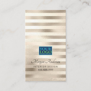 Tarjeta De Visita Su Logo Elegante Profesional Platino Rayado 2
