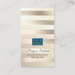 Tarjeta De Visita Su Logo Elegante Profesional Platino Rayado 3