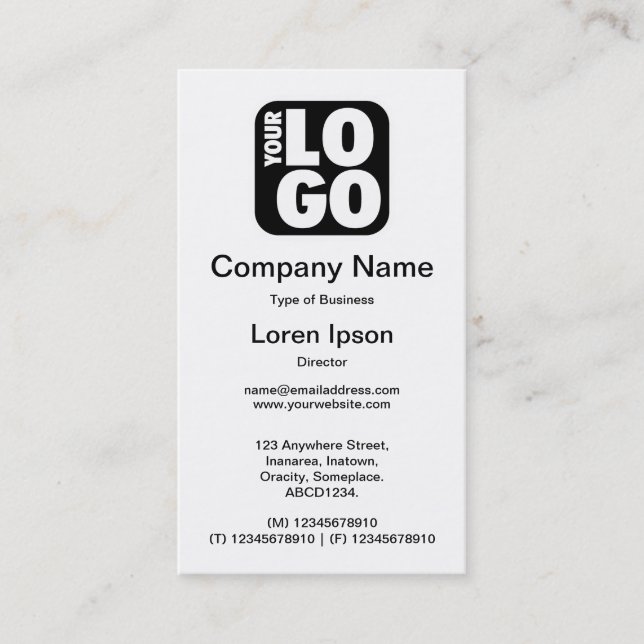 Tarjeta De Visita Su logotipo - blanco (Anverso)