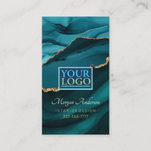 Tarjeta De Visita Su Logotipo, Código QR, Elegant Pro, Ágata Teal y