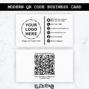 Tarjeta De Visita Su logotipo Código QR moderno Minimalista