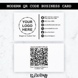 Tarjeta De Visita Su logotipo Código QR moderno Minimalista