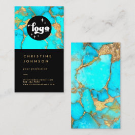 Tarjeta De Visita su logotipo de piedra turquesa en negro