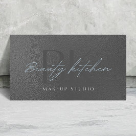 Tarjeta De Visita Su logotipo Faux Metallic Gray Relieve metalizado 