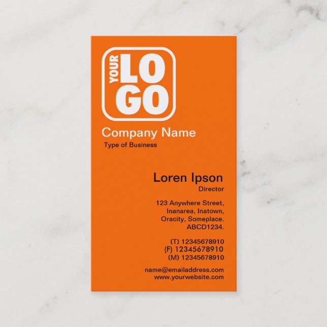 Tarjeta De Visita Su logotipo - naranja (Anverso)