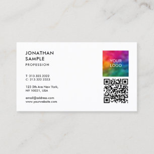 Tarjeta De Visita Su logotipo QR Code Modern Elegant Professional