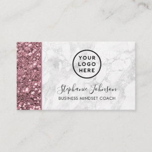 Tarjeta De Visita Su logotipo Rosa Purpurina rosa dorado Mármol blan