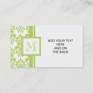 Tarjeta De Visita Su monograma, modelo verde claro 2 del damasco