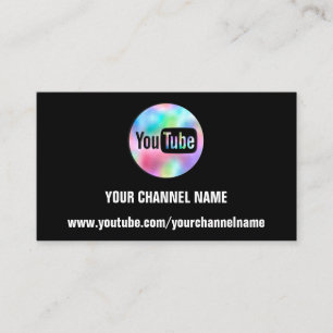 TARJETA DE VISITA SU NOMBRE DE CANAL YOUTUBER SUSCRIBE LOGO QR NEGRO