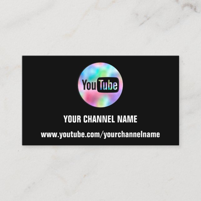 TARJETA DE VISITA SU NOMBRE DE CANAL YOUTUBER SUSCRIBE LOGO QR NEGRO (Anverso)