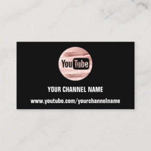 TARJETA DE VISITA SU NOMBRE DE CANAL YOUTUBER SUSCRIBE LOGO QR ROSA