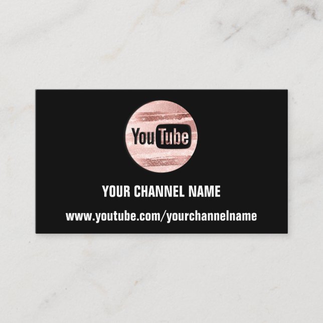 TARJETA DE VISITA SU NOMBRE DE CANAL YOUTUBER SUSCRIBE LOGO QR ROSA (Anverso)