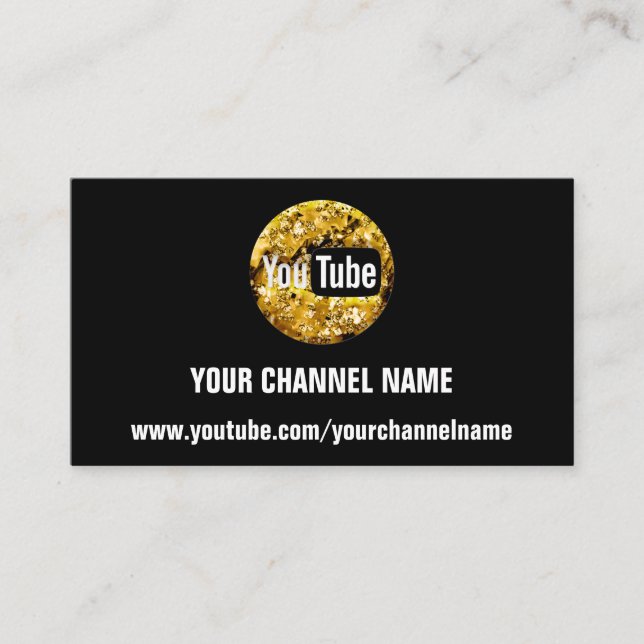 TARJETA DE VISITA SU NOMBRE DE CANAL YOUTUBER SUSCRIBE ORO (Anverso)