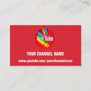 TARJETA DE VISITA SU NOMBRE DE CANAL YOUTUBER SUSCRIBE RAINBOW RED