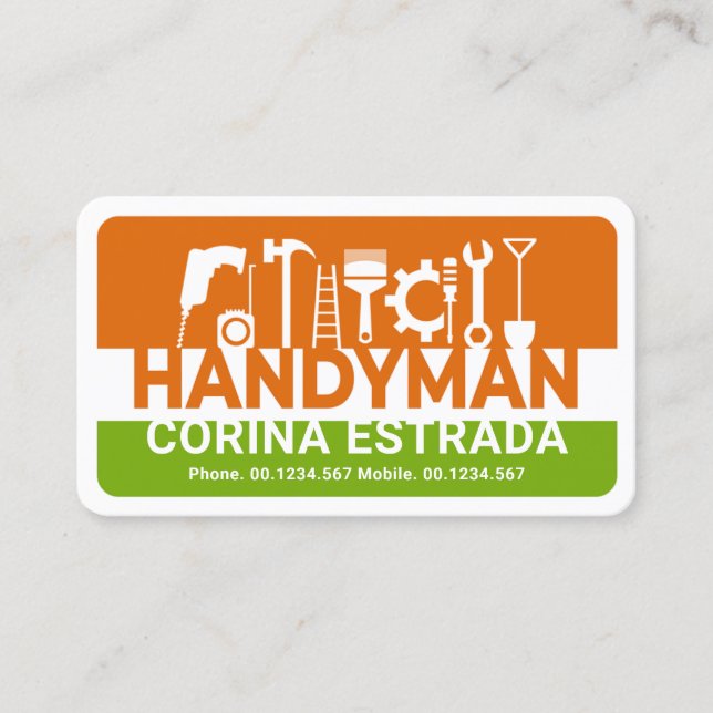 Tarjeta De Visita Su nombre Edificio de señalización Handyman (Anverso)